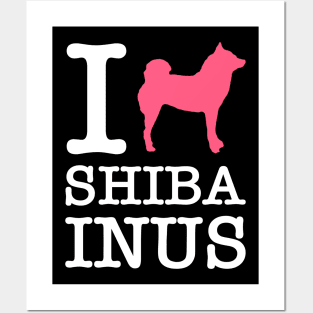 I Heart Shiba Inus feat. Lilly the Shiba Inu - White Text on Black Posters and Art